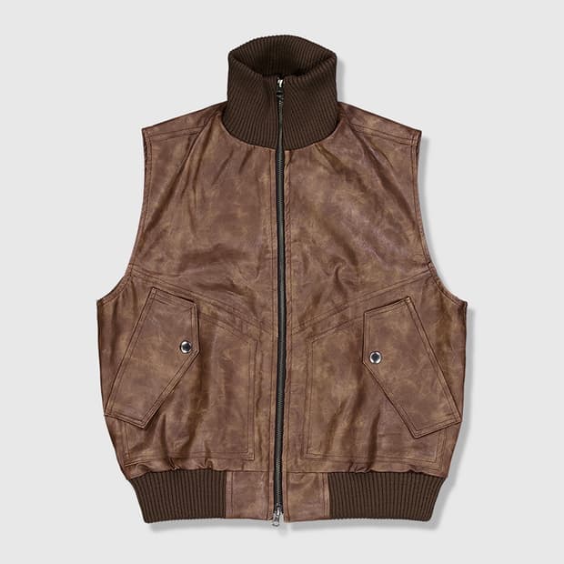 풀오브썬 레더 카고 베스트 브라운