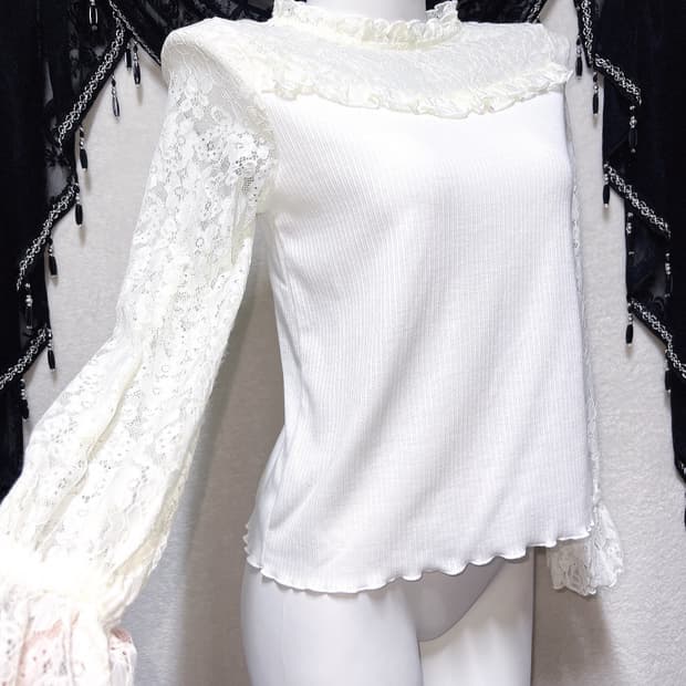 로맨틱고딕 엔젤릭 고스로리타 히메갸루 양산형 프릴레이스 블라우스 핀터