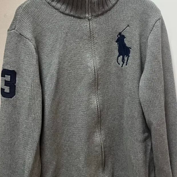폴로 빅포니 니트집업 그레이