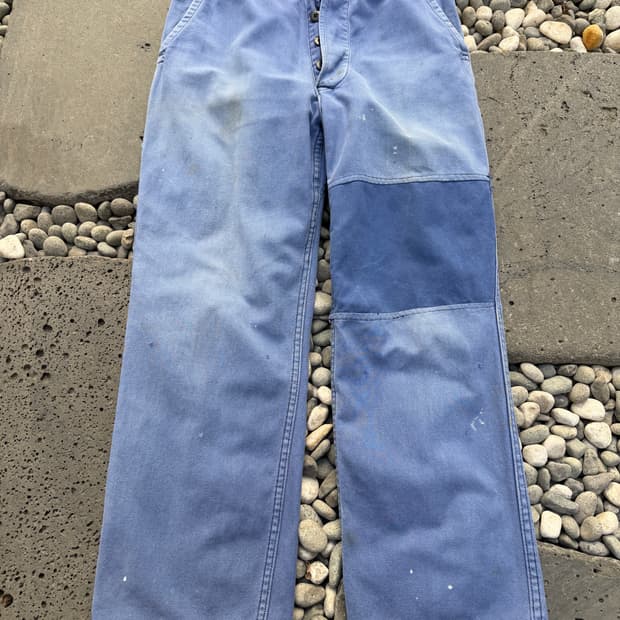 FADED WASHED BLUE PATCHWORK OLD 프렌치워크팬츠