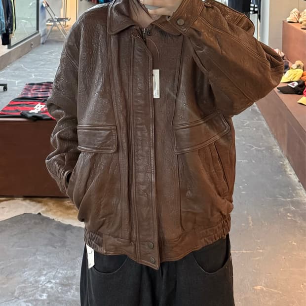 빈티지 90s 램스킨 봄버 자켓 H3142
