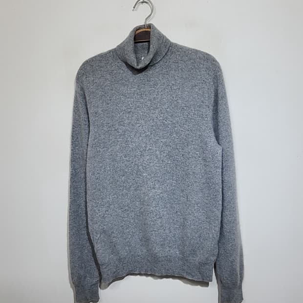 (L) 터틀넥 캐시미어 니트 그레이 무지 목폴라 스웨터 