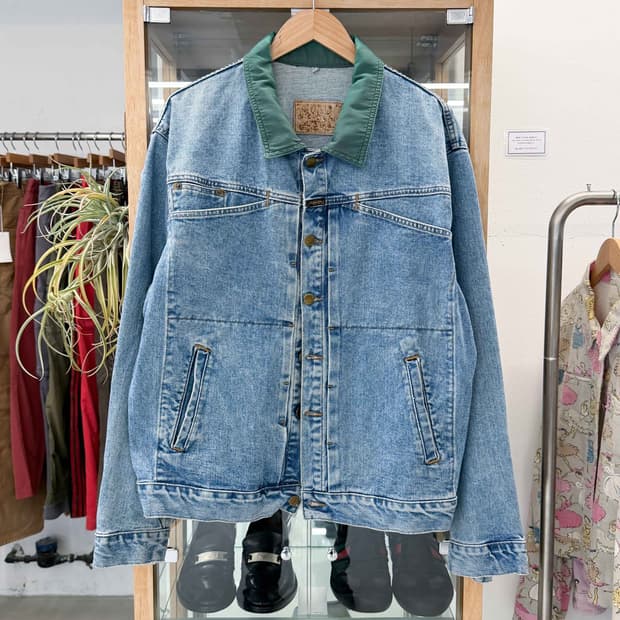 90s nylon collar trucker jacket 