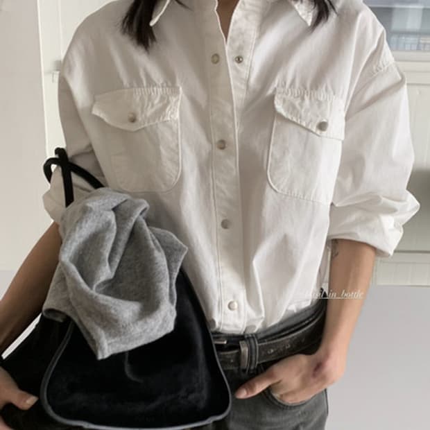 바질인보틀 원스 데님 셔츠 연청