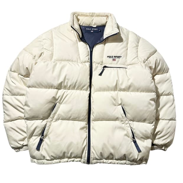 폴로 스포츠 랄프로렌 성조기 로고 다운 푸퍼 패딩 아이보리