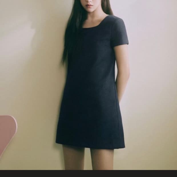 마리떼 프랑소와 저버 스퀘어넥 데님 미니 원피스