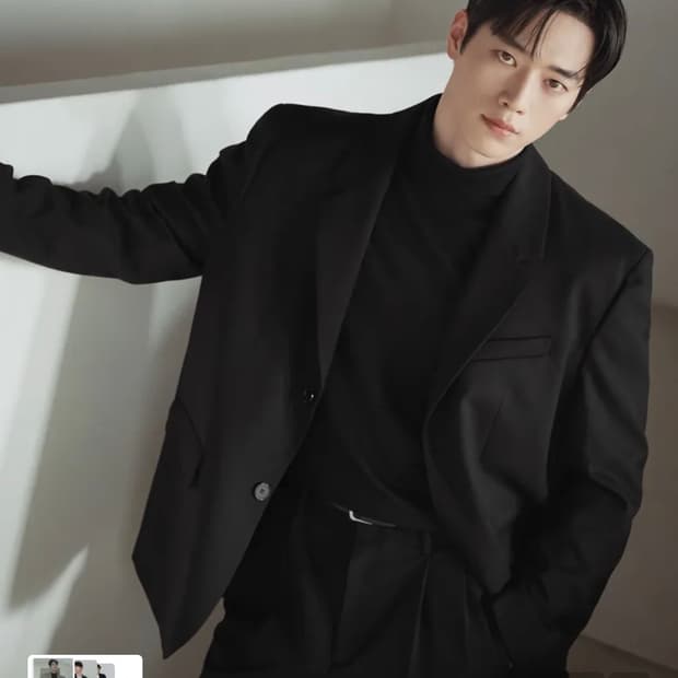 (새상품)(XL) 드로우핏 오버사이즈 도브 울 블레이저 [BLACK]