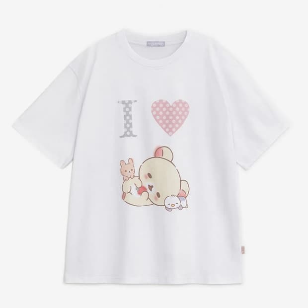 허그유어스킨 아이 러브 코리락쿠마 반팔티 티셔츠 화이트