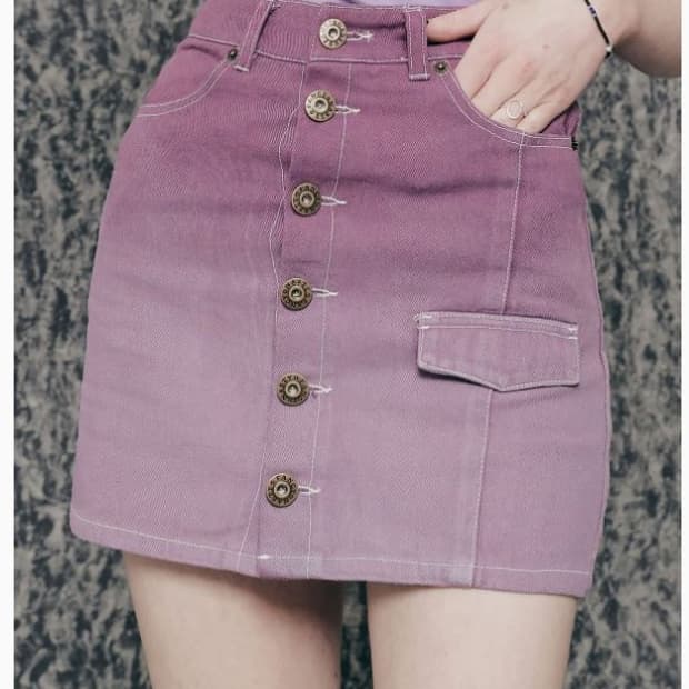 네스티팬시클럽 그라데이션 버튼업 미니스커트 퍼플 치마 y2k 빈티지