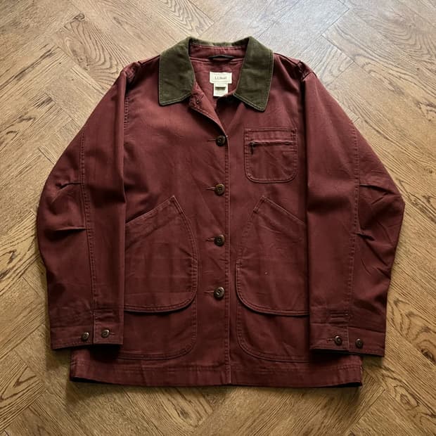 [M]엘엘빈 USA 체크 라이닝 버건디 캔버스 헌팅 자켓