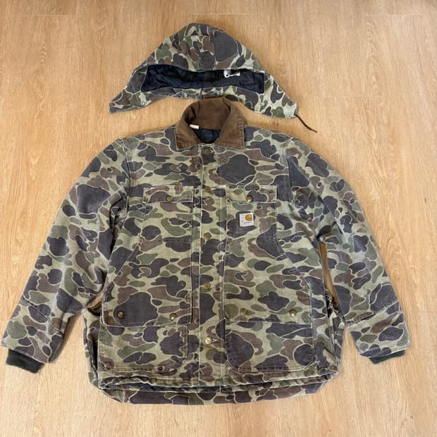 80s 칼하트 카모 워크 자켓 L