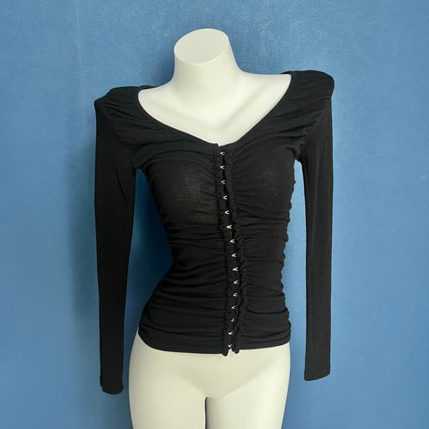  mood shirring hook cardigan t-shirt 