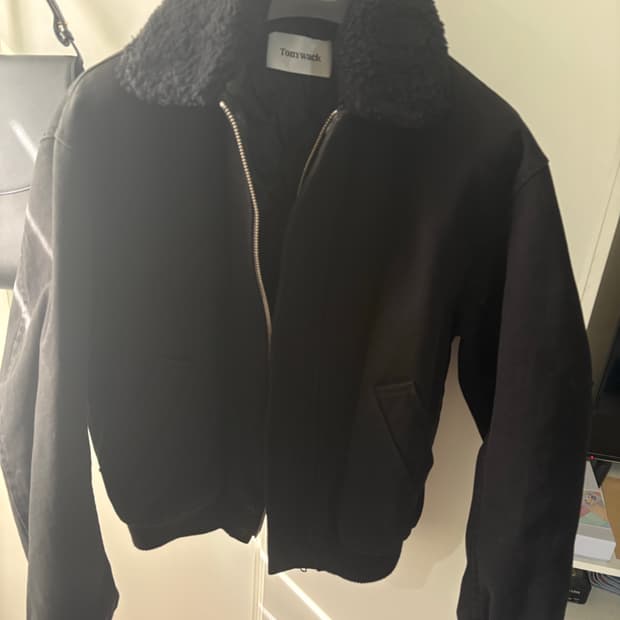 토니웩 워시드 코튼 쉐어링 봄버 M 블랙