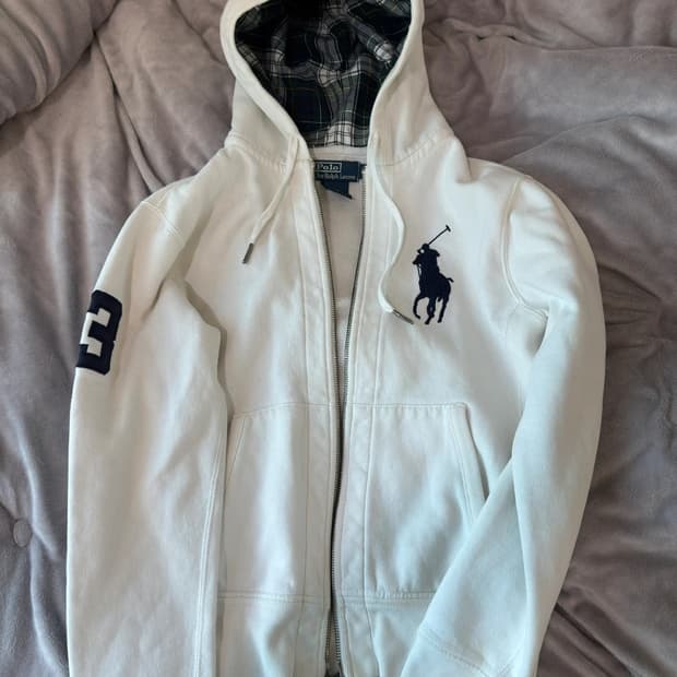 정품)폴로 빅포니 화이트 후드집업 M