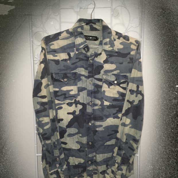 jpn vintage blue camo button shirts