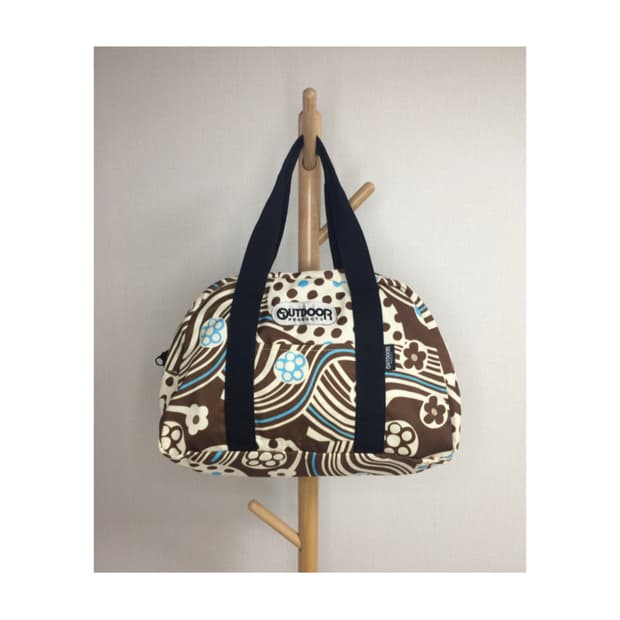 아웃도어 프로덕트 브라운 도트 플라워 보스턴백