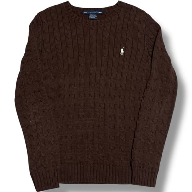 Polo Ralph Lauren 여성용 브라운 케이블 니트