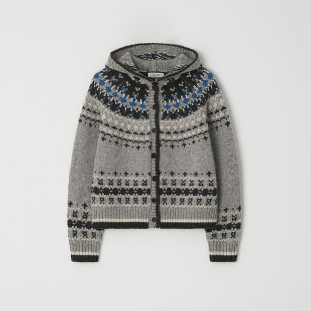 유라고 자카드 후드 가디건