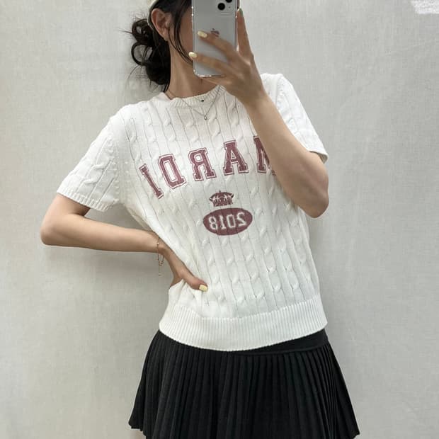 마르디 메크르디 꽈배기 반팔 니트/#3557