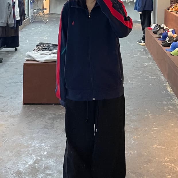 폴로랄프로렌 네이비 레드포니 사이드라인 스웻 트랙탑져지 H1291