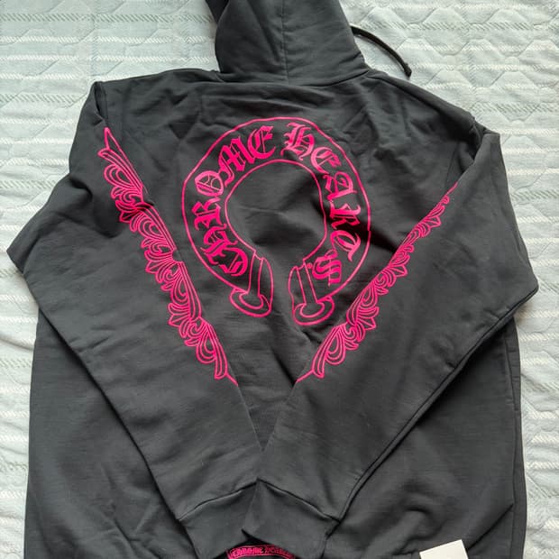 [XL] 크롬하츠 핑크 플로랄 후드집업