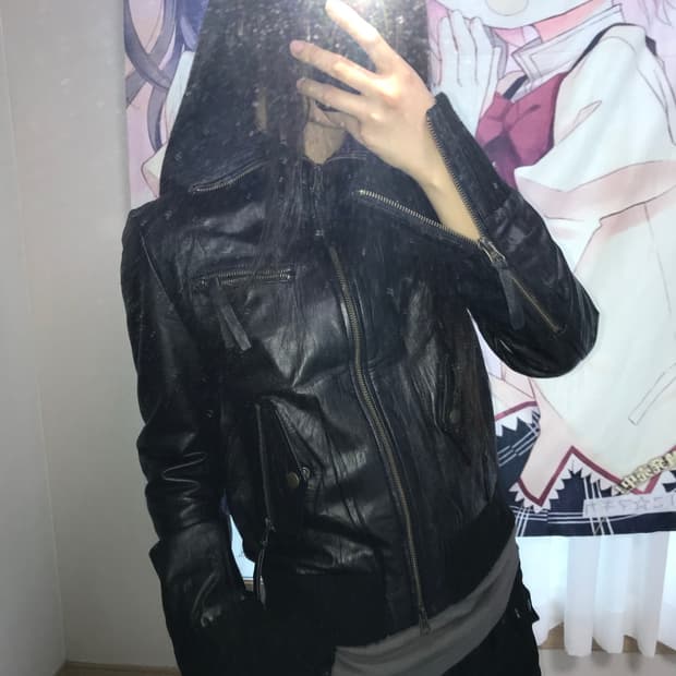 하이넥 바이커 레더자켓