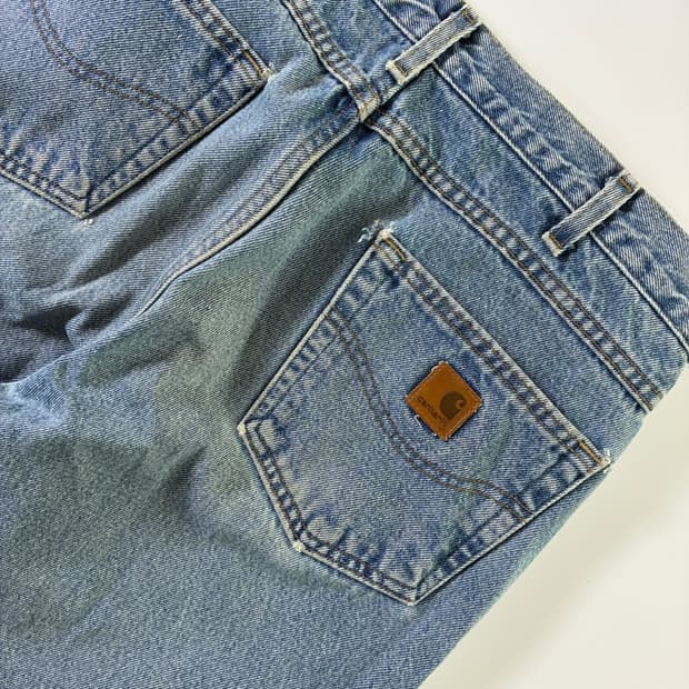 Carhartt 칼하트 데님 워시드 레더 포인트 워크 팬츠