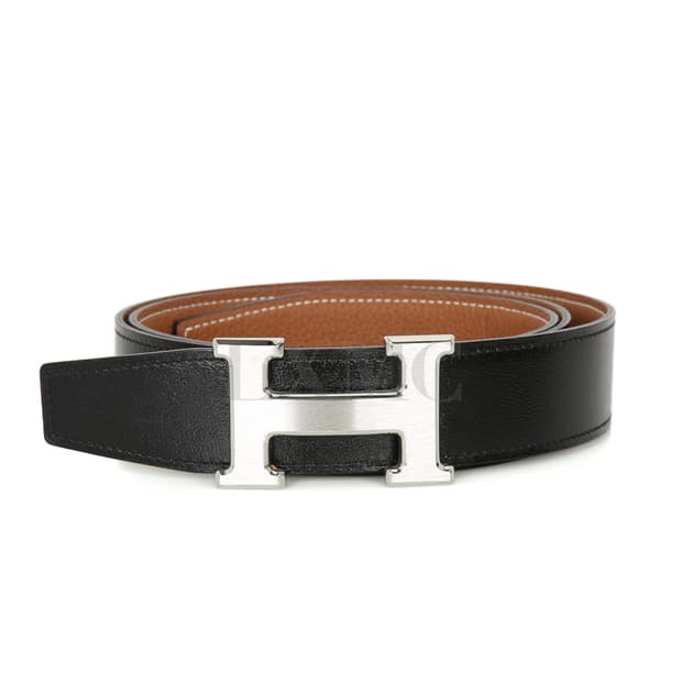 에르메스 H 벨트 버클 리버서블 가죽 블랙 골드 32mm 에르벨트