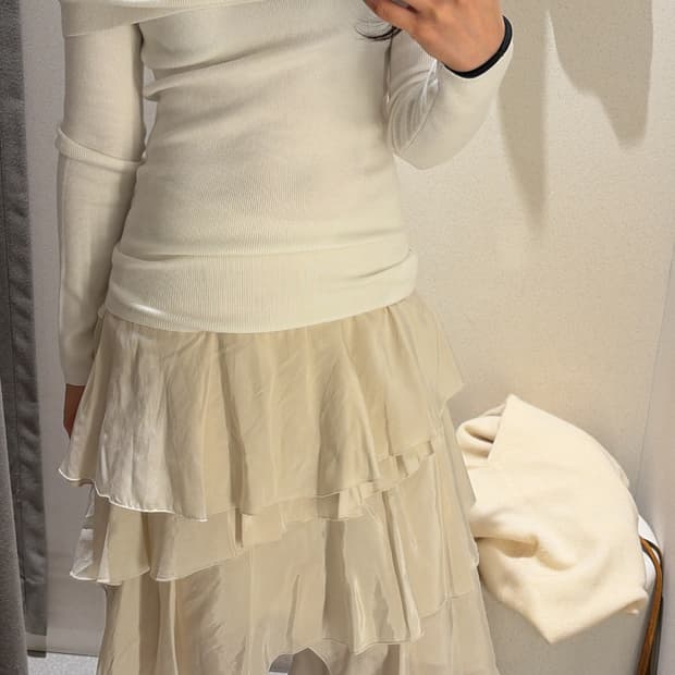 자라 ZW 컬렉션 플루이드 프릴 스커트 미디 치마