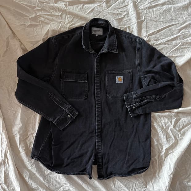 칼하트 워싱 블랙데님 셔츠자켓 