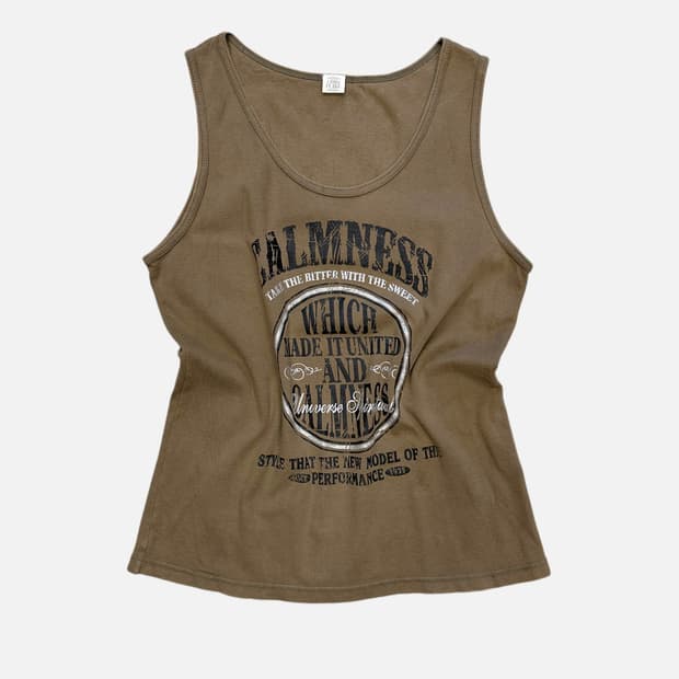 dark khaki printing sleeveless