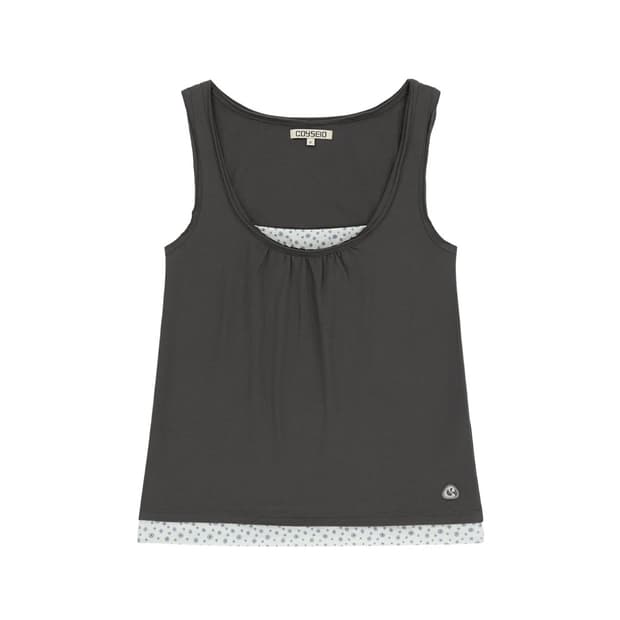 코이세이오 DUDU LAYERED SLEEVELESS CHARCOAL