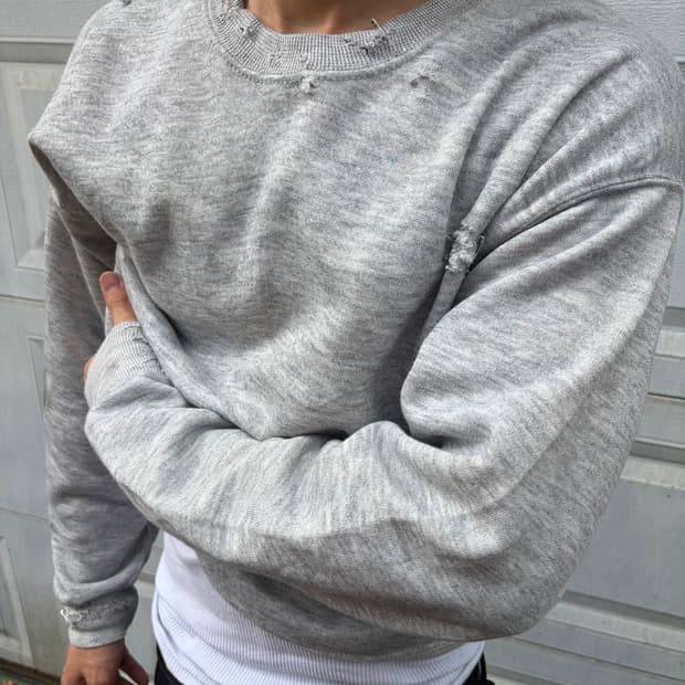 빈티지 Distressed Blank Sweatshirt 스웻셔츠 L