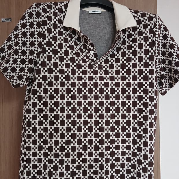 산드로 옴므 체크 반팔 폴로 티셔츠 XL(105)