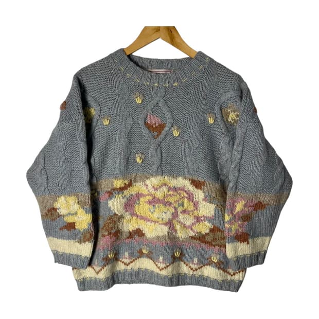 [STEFANEL] 스테파넬 플라워자수 울 니트