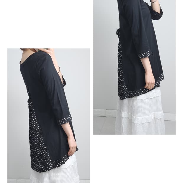 도트 롱 슬리브 탑