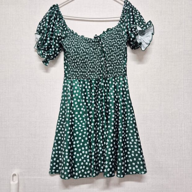 그린 플라워 셔링 원피스 수영복