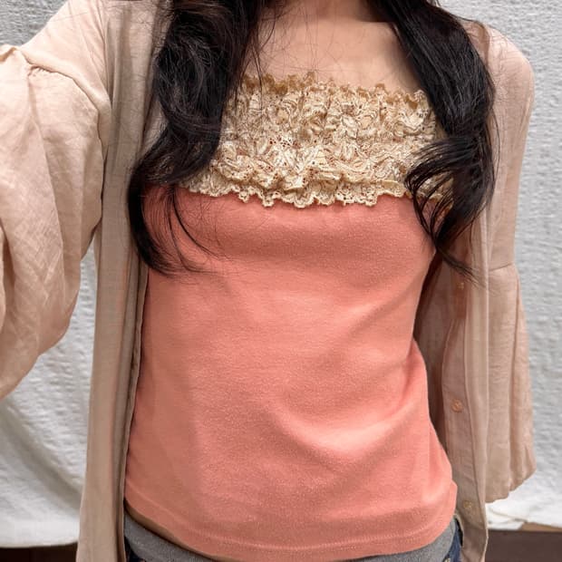 Lace coral pink sleeveless