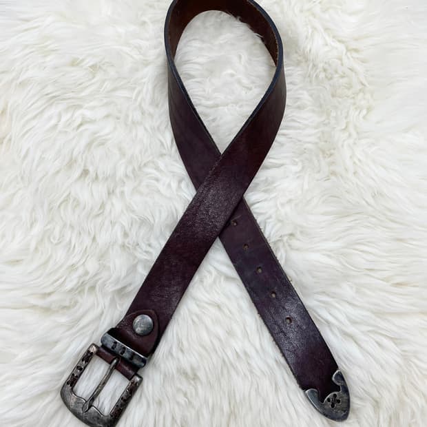 리얼레더 웨스턴 버클 벨트