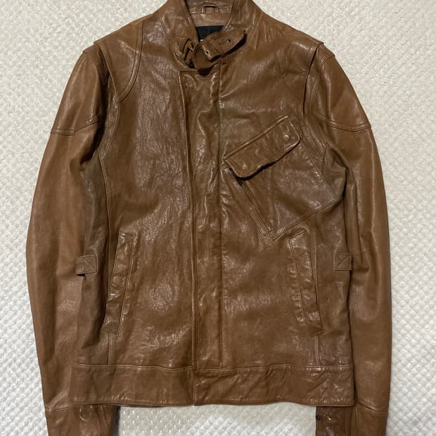 DKNY 웨스턴 무드 램스킨 양가죽 포켓 레더