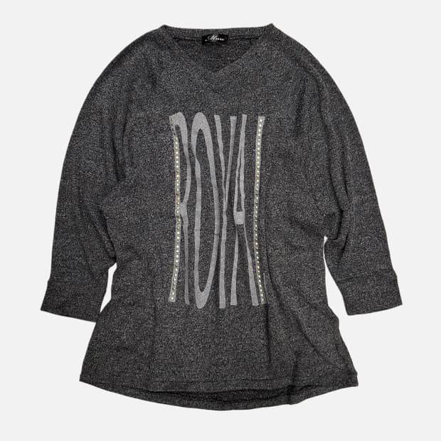 stud royal lettering charcoal knit