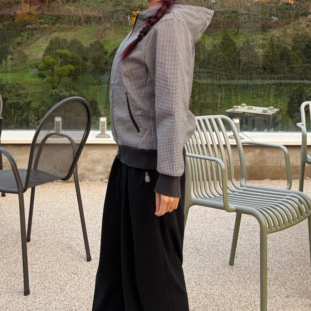 나이키  슬림핏 꾸안꾸 체크 후드집업(L)