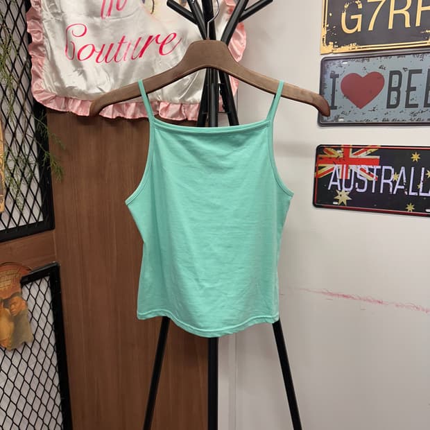 Mint Square Neck Sleeveless Top