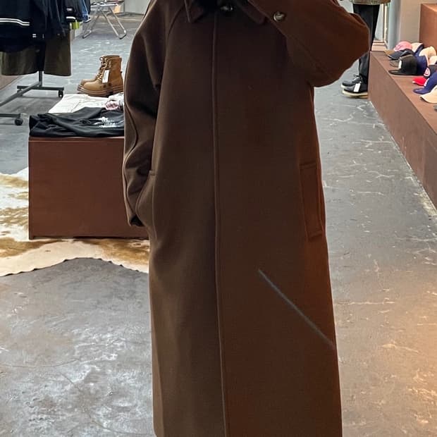 모한 울 버튼 카멜 롱 코트 H1678