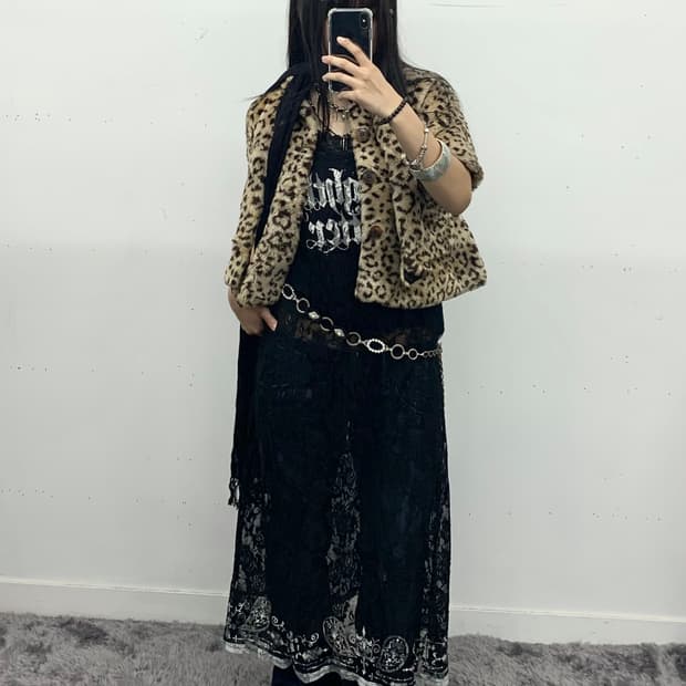 Guess usa 90년대 레오파드 퍼 자켓