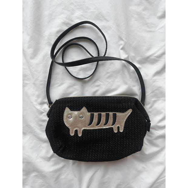 츠모리 치사토 고양이 트위드 크로스백 숄더백 클러치백