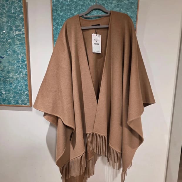 ZARA 울 프린지 롱 케이프