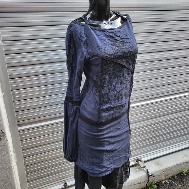 salvage long-sleeved one-piece 