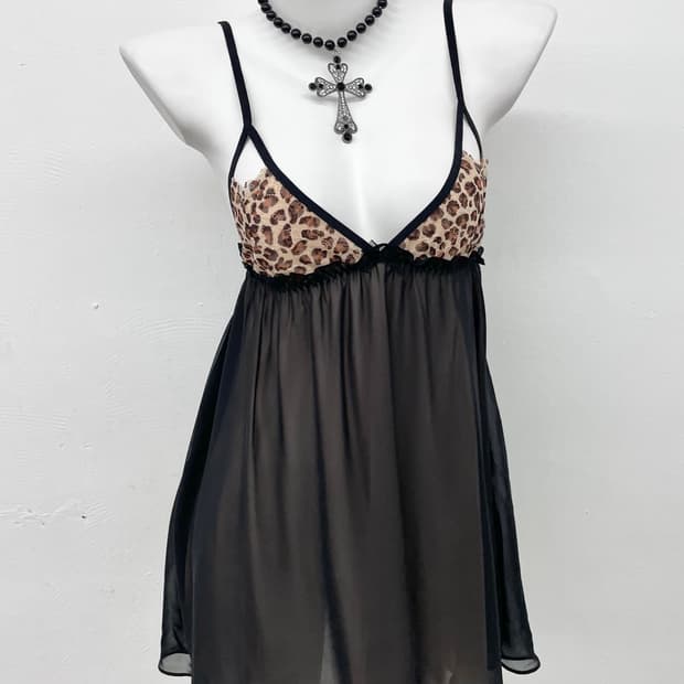 시어 호피 레이스 슬립