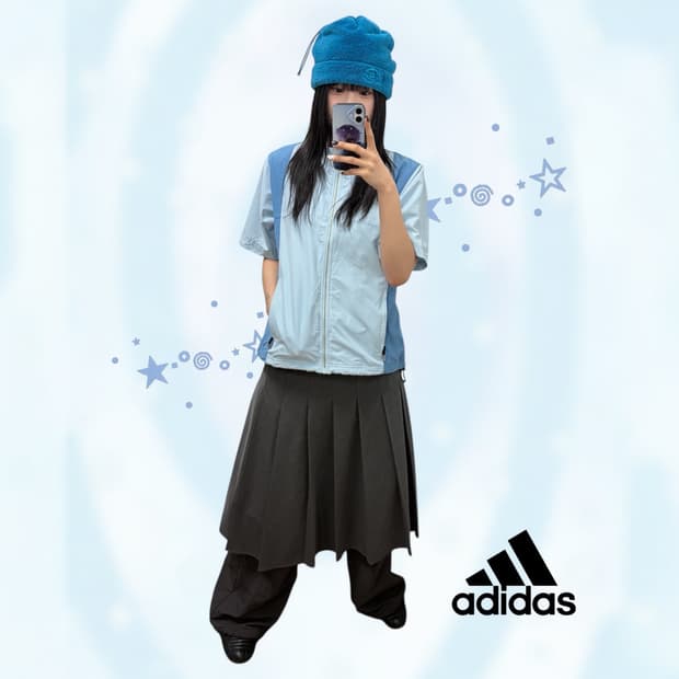 아디다스 배색 반팔 바람막이